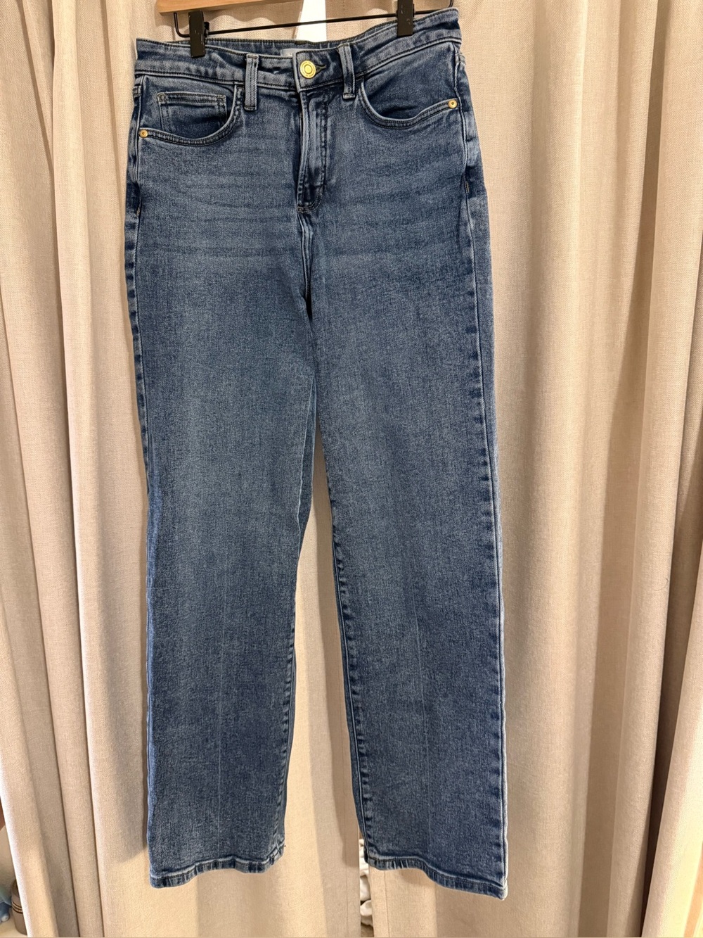 LC Lauren Conrad Women Stretch Straight-Leg Jeans in Medium Blue 8 Long